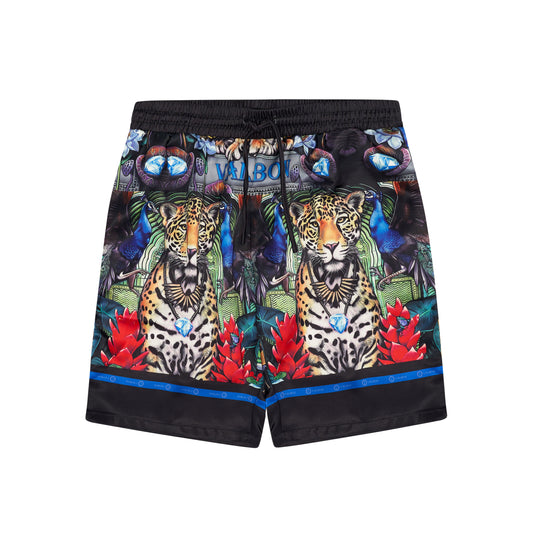 Leopard Print Shorts in Black