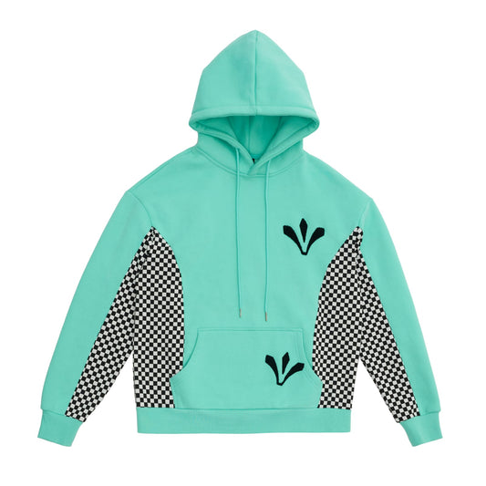 Checkered-Print-Hoodie-in-Pastel-Green