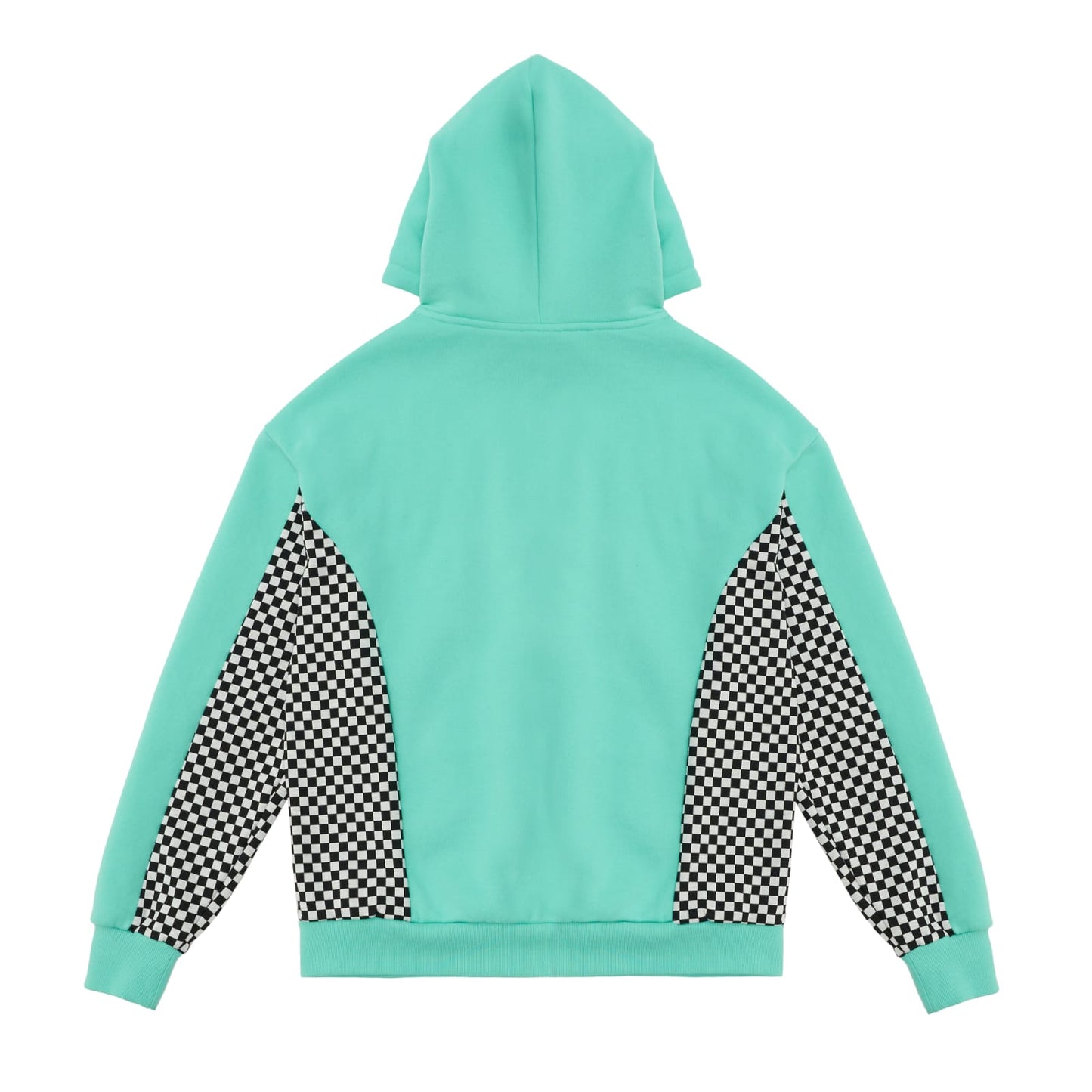 Checkered Print Hoodie in Pastel Green
