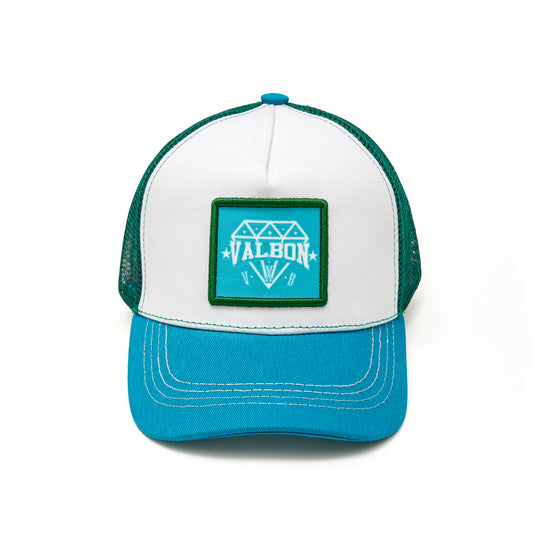 Valbon SnapBack Trucker Cap in Blue & Turquoise